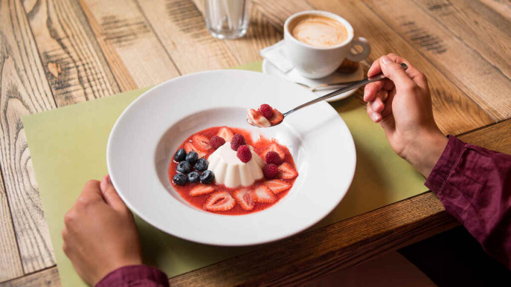 Panna cotta with fruit mousse