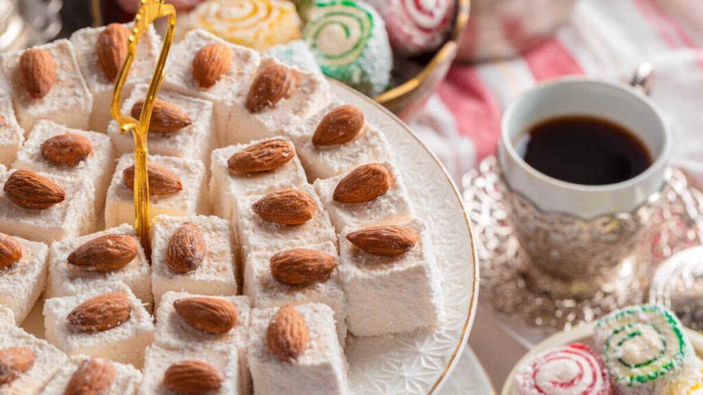 Turkish delight with coconut and nuts